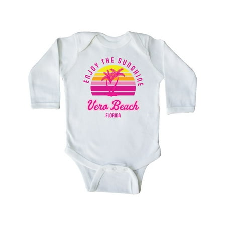 

Inktastic Summer Enjoy the Sunshine Vero Beach Florida in Pink Gift Baby Boy or Baby Girl Long Sleeve Bodysuit