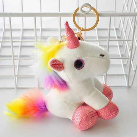 Fancyleo Color Unicorn Plush Toy Backpack Pendant Keychain Cute Unicorn Plush Fill Keychain Animal Backpack Clip Handbag Keyring Girl Girl Child Gift Decoration Accessories Best Toy