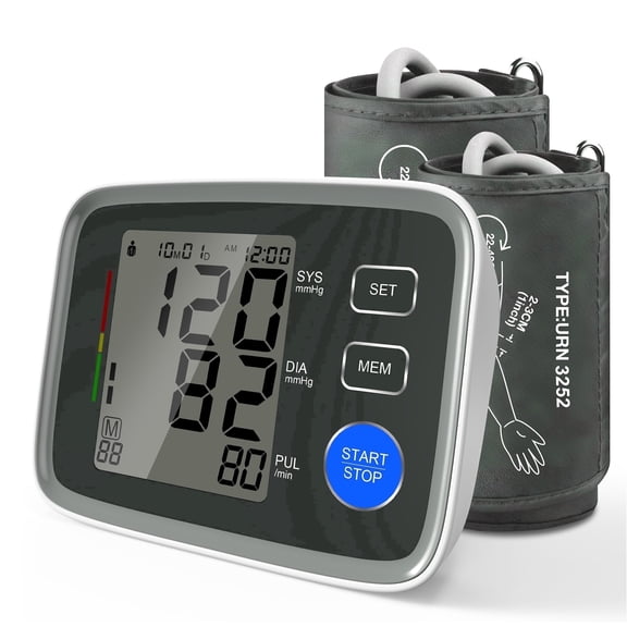 Alphamed Upper Arm Blood Pressure Monitor, 2 Cuffs (9-21"), Large Display