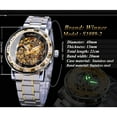 thumbnail image 2 of Winner Man  Mechanical Watch Roman Numeral Rhinestone Skeleton Dial Steel Wristwatch, 2 of 9