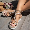 thumbnail image 3 of Rokment Womens Ethnic Boho Platform Dress Sandals 2026 Summer Beach Vacation Braided Memory Foam Wedge High Heels Gladiaator Slingback Sandals White Size 8.5, 3 of 6