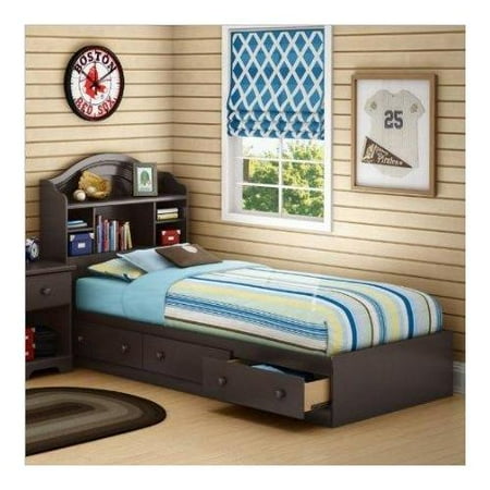 Twin Bookcase Storage Bed Set in Chocolate Finish Twin Bookcase Storage Bed Set in Chocolate Finish