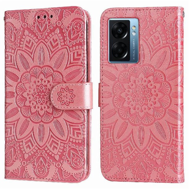 Funda tipo cartera GANGXUN para OPPO A77 5G , diseño girasol, cuero PU, soporte, cierre magnético, tarjetero