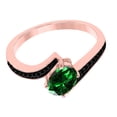 thumbnail image 2 of AoneJewelry Black Diamond and Created Emerald Ring In 14K Rose, White & Yellow Gold, 2 of 5
