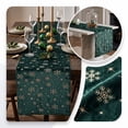thumbnail image 7 of Honeplcked 13x71In Polyester Velvet Green Xmas Table Runner, Winter Seasonal Indoor Christmas Table Decorations, Embroidered Snowflake Table Runner for Xmas Party Home Holiday Kitchen Dining Room, 7 of 7