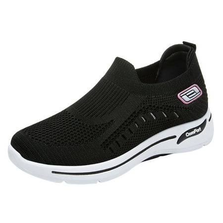 

Sneakers Women Women Shoes Solid Color Flat Bottom Breathable Fashion Shoes Mesh Black 40