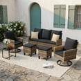 thumbnail image 4 of UDPATIO 6 Pieces Outdoor Conversation Set, All-Weather Wicker Rattan Patio Furniture Sofa Set with Ottoman and Swivel Chairs for Poolside, Backyard，Yellow Brown Wicker Black Cushions, 4 of 10