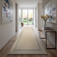 thumbnail image 2 of Beverly Rug Indoor Bordered Area Rugs, Non Slip Rubber Backing Modern Living Room Runner Rug, Beige, 2'x7', 2 of 8