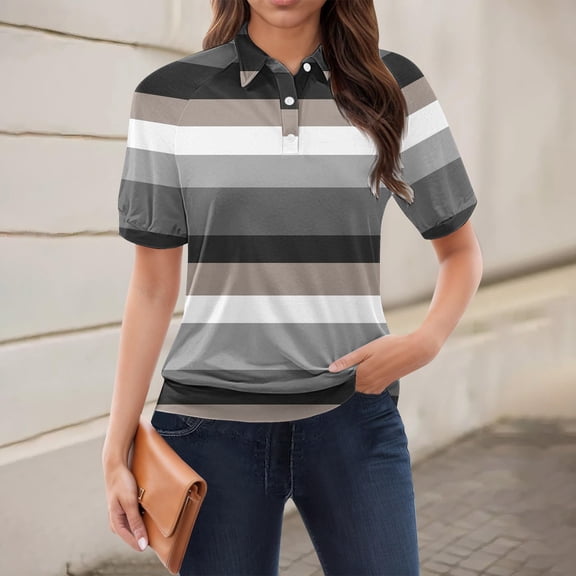 Tittly Womens T Shirts Cotton Shirts Tops Short Sleeve Shirts for Women Casual Tops For Women Trendy Short Sleeve Vacation Outfits Blouses Casual Summer Collared Shirts Gray