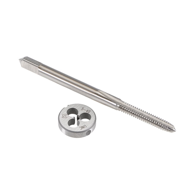 Unique Bargains 5-40 UNC Tap and Die Set, HSS Machine Thread Tap with Round Threading Die Right Hand