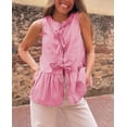 thumbnail image 2 of Women Tie Front Peplum Tank Top Sleeveless Ruffle Hem Babydoll Tops Striped Flowy Going Out Tops, 2 of 5