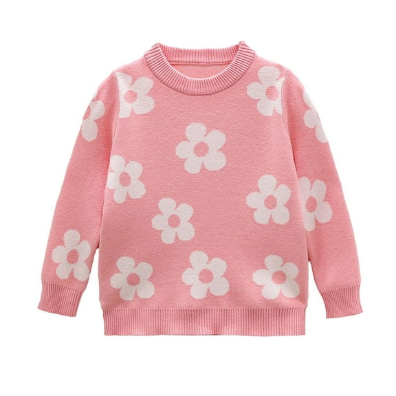Tfken Sweater For Boys Toddler Fashion Flower Print Fall Crew Neck Pullover Sweater Pink Size 2-3 Years