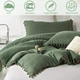 Sage Green Pom Pom Fringe Comforter Boho Ball Pom Comforter
