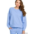 thumbnail image 3 of Zenana Women's Round Neck Long Sleeve Pullover Tee & Wide Leg Drawstring Pants Set, 3 of 7