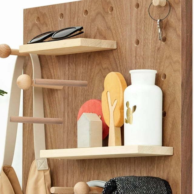 PTOOTP Pegboard Hook 10Pack Wood Finish for Retail Use and Perforated Panel 5.9X0.4X0.4in