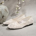 thumbnail image 5 of GERsome Women's Ballet Flats Square Closed Toe Slip-On Dress Shoes Lace Mesh Comfort Walking Shoes for Causal Work, White Size 5.5, 5 of 9