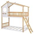 thumbnail image 5 of Miekor Furniture Twin Over Twin Bunk Bed Wood Bed with Roof, Window, Ladder,Natural W4USAN-1, 5 of 9