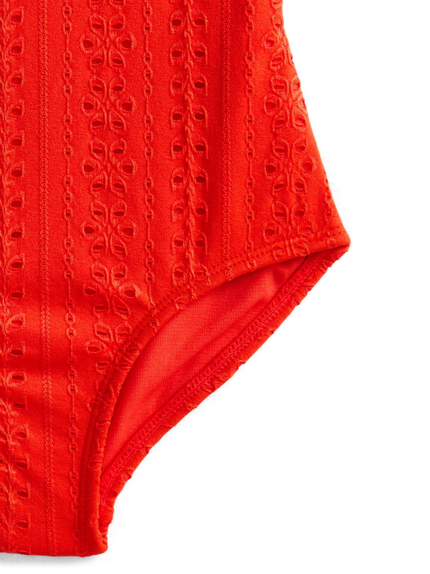 Wonder Nation Girls Asymmetrical Eyelet One Piece Swimsuit, Sizes 4-16