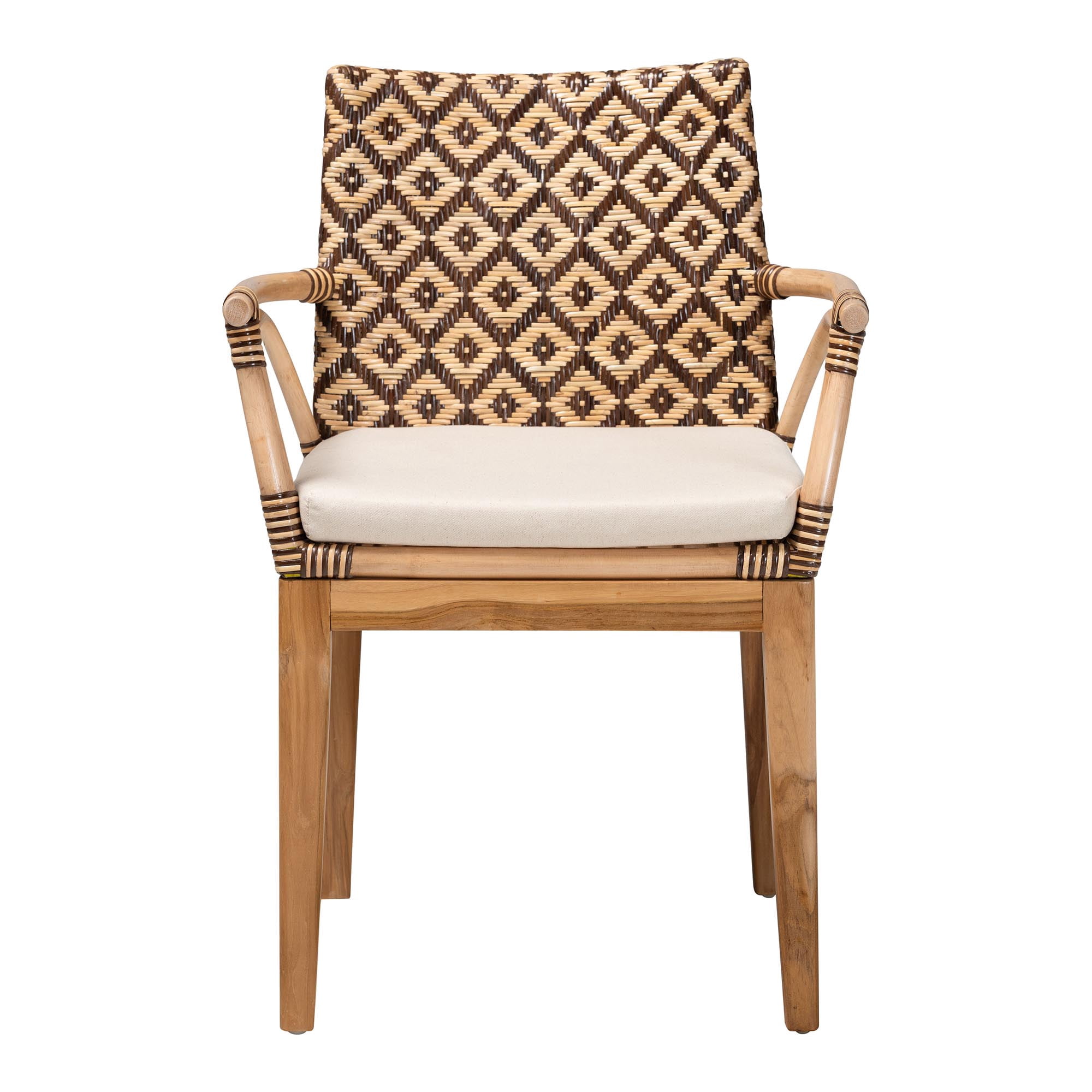 bali & pari Storsel Boho Dining Chair, 17.7" H Seat Height, Natural Brown
