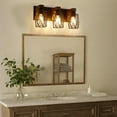 thumbnail image 2 of 3-Light Wall Sconce, Black Metal Cage Fixture, Vintage Industrial Style for Bathroom/Hallway/Living Room, Bulbs Not Included, 2 of 7
