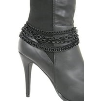 Women Western Boot Black Metal Chain Shoe Bracelet Charm