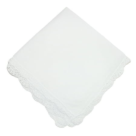 CTM® Womens Cotton Bonnie Lace Handkerchief, White