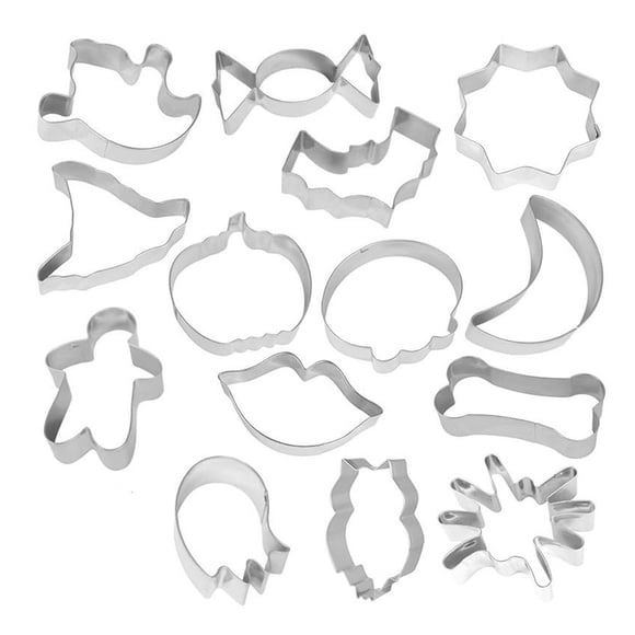 Juego de 10 moldes cortadores de galletas de Halloween de acero inoxidable, moldes para hornear, juguetes para la cocina del hogar (estilo aleatorio)