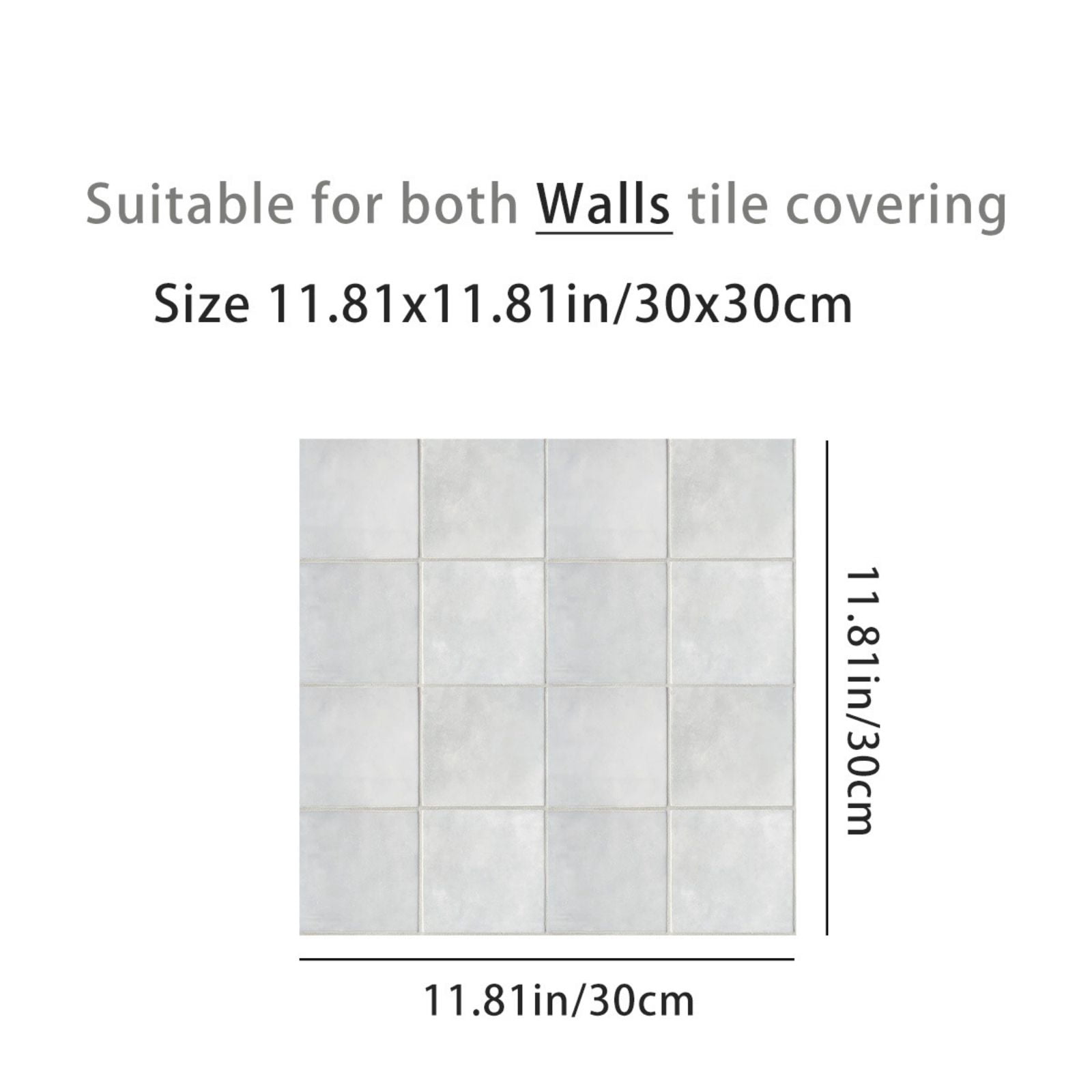 10Pcs Tile Sticker Peel and Stick,11.8"x11.8" PVC Square Peel and Stick Backsplash on Tile Adhesive Stickers for Kitchen Bathroom,Living Room,Fireplace,Wall Decor