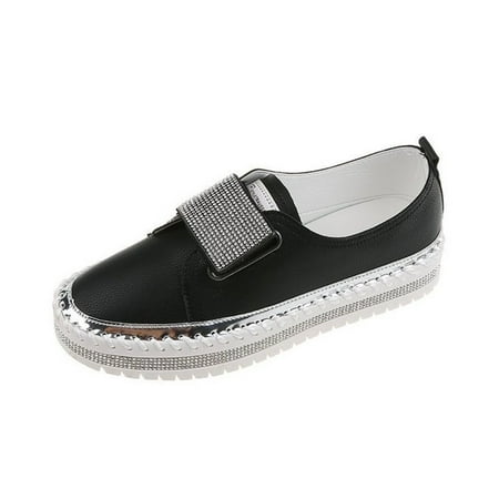 

Rhinestones Single shoes for Women Breathable Color Sneakers Fashion Outdoor Laceup Casual Diamond Leisure Women s Shoes Flats Women s Casual Shoes Black