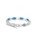 thumbnail image 4 of CHOOSE YOUR COLOR Blue Simulated Opal Wave Flat Stackable Midi Ring .925 Sterling Silver Band CZ Female Size 10, 4 of 4
