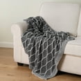 thumbnail image 6 of Battilo Grey Geometric Patterns Diamond Checked Knitted Throw, 50" x 60", 6 of 7