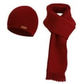thumbnail image 2 of SYMOID Winter Red Beanie Hat & Scarf Set - Women and Men, Nylon Spandex Blend, One Size Fits Most Adults, Ideal for US Autumn Winter Daily Wear & Casual Walks,Size Free Size, 2 of 6