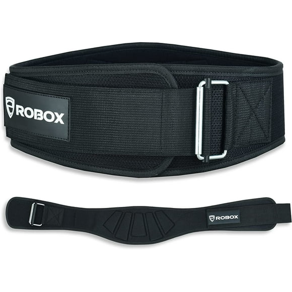 ROBOX Weight Lifting Belt, Lumbar Support, Powerlifting, Gym, Workout, Deadlift, Squat, Back Support 6" Neoprene Padded Self-Lock Buckle Belt for Men and Women