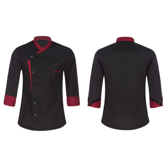 Jowowha Chef Work Uniform Mens Womens Long Sleeve Chef Jacket Coat for Kitchen Restaurant Hotel Work Black XXL