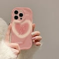 thumbnail image 2 of Cute Love Heart Tulip Flower Wavy Frame Phone Case Compatible with iPhone Case (Pink,iPhone 11), 2 of 5