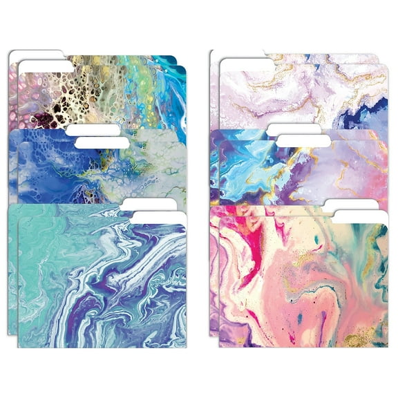 Better Office Abstract Art Heavyweight File Folders 1/3-Cut Tab Letter Size Assorted Colors 12/Pack