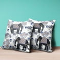 thumbnail image 4 of Amrita Sen Designs CAPL729BrCDS-ZP-20x20 20 x 20 in. Two Elephants Broadcloth Indoor & Outdoor Zippered Pillow - Grey, Black & Blue, 4 of 5