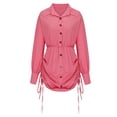 thumbnail image 4 of Fankiway Clair à Manches Longues Robes Femmes à Manches Longues Revers, Couleur Unie Cordon de Serrage Jupe, Robe, Fesses Enveloppé Jupe Courte Robes de Femmes Grande Taille Clair, 4 of 7