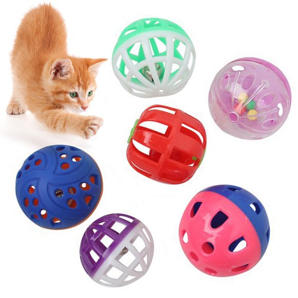 6PCS Chat Cloche Jouet Interactive Creux En Plastique Chaton Jingle Ball Chaton Chase Jouet