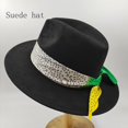 thumbnail image 1 of Sombrero Fedora cosido a mano para hombres y mujeres, gorra de Jazz, cinta de Color, accesorios de Metal, sombrero de fieltro de moda, azul, púrpura, sombrero de iglesia de Panamá, 1 of 4