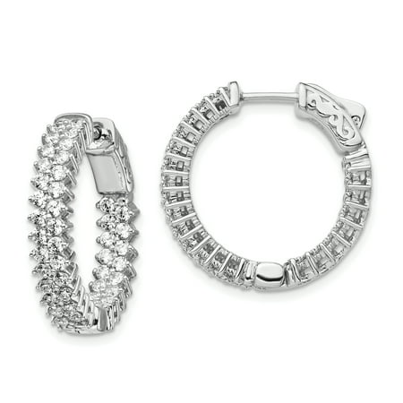 925 Sterling Silver Cubic Zirconia Cz In Out Hoop Earrings Ear Hoops Set
