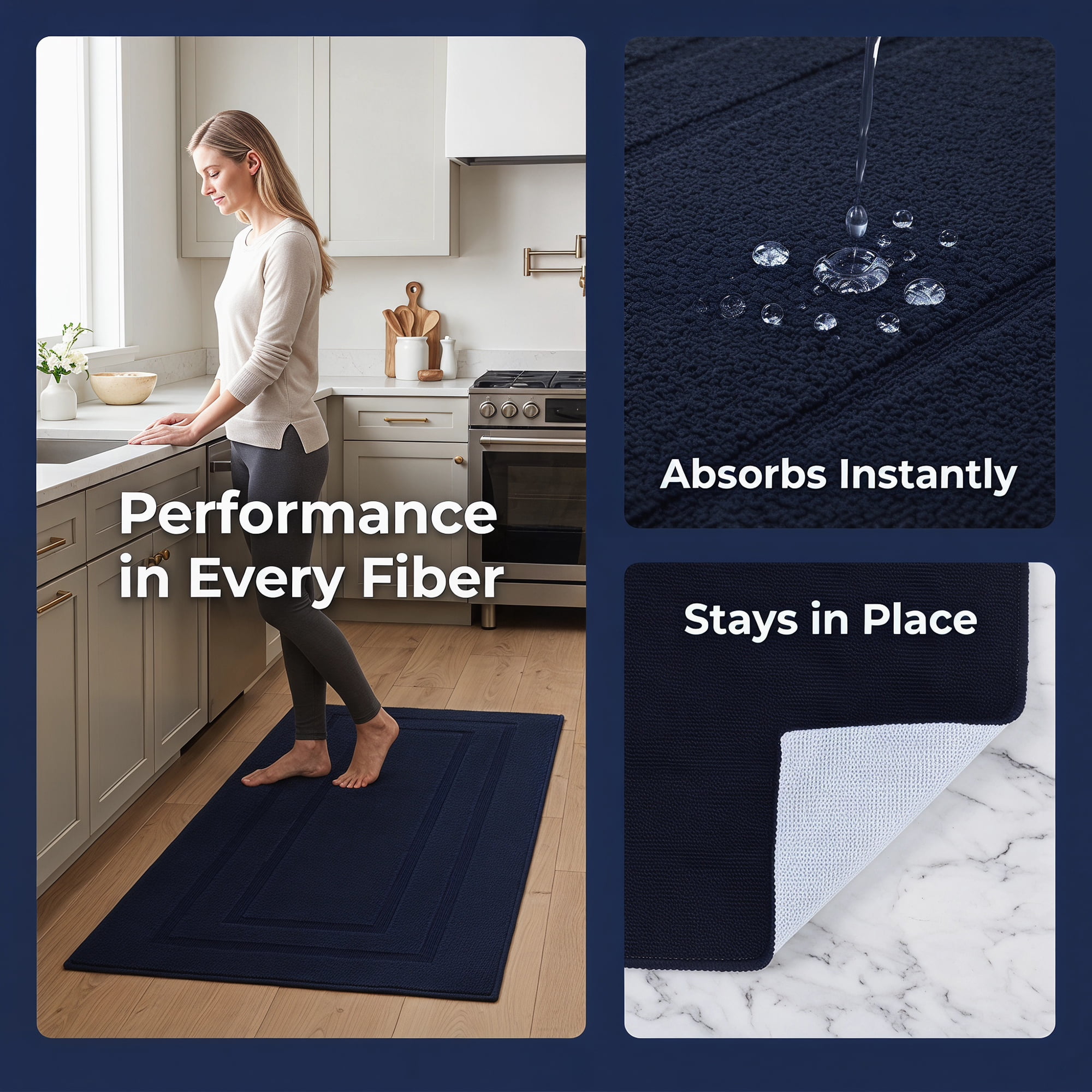 Unique Bargains Geometric Resistant Polypropylene Non Slip Waterproof Mat Black 47" x 20"