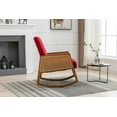 thumbnail image 4 of Modern Accent Rocking Chair,Glider Chair with Rattan Armrests & Wooden Base,Modern Comfy Upholstered Sofa Chair Armchair for Nursery,Living Room, Bedroom, 4 of 9
