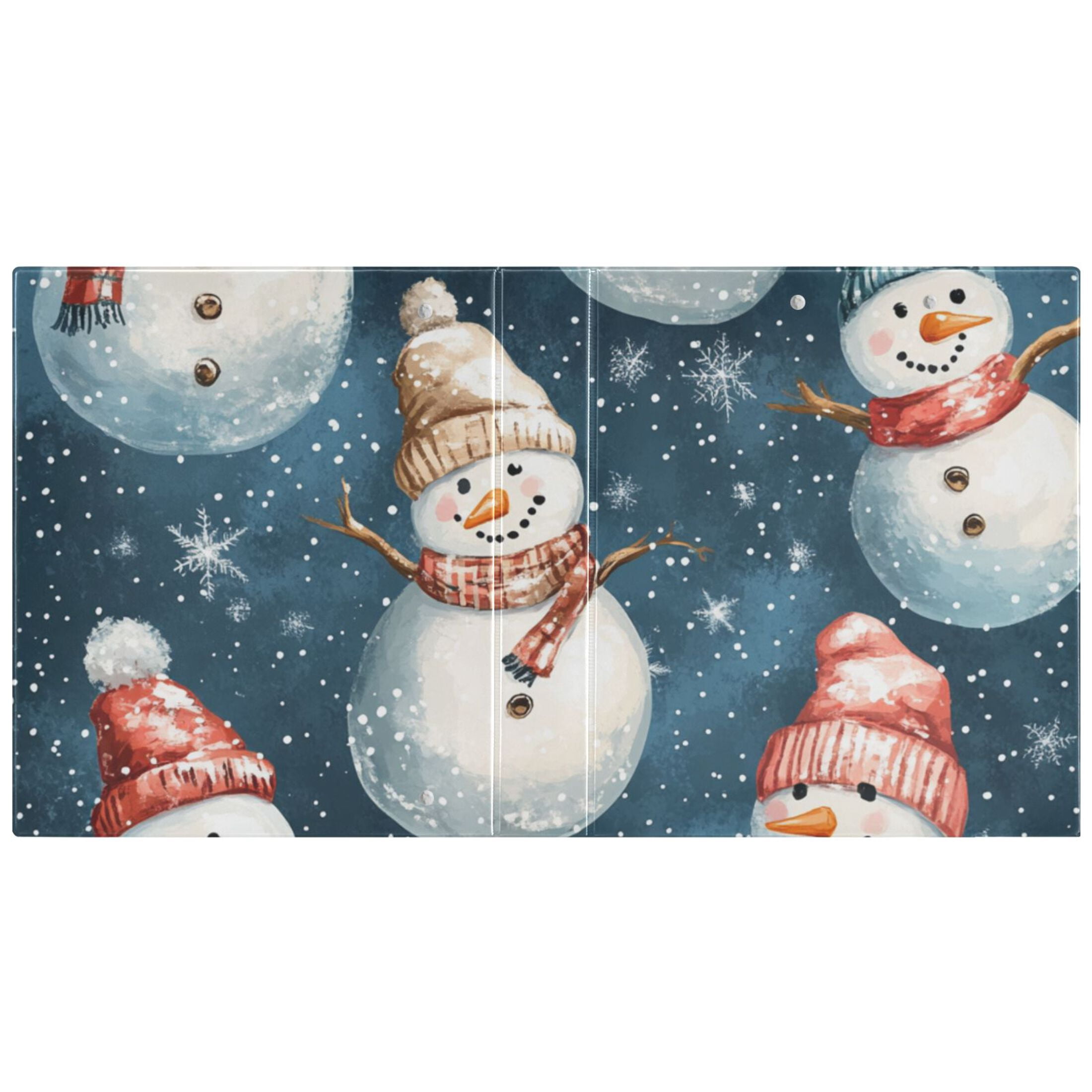 Many Winter Snowmans 3 Ring Binders 1.5 inch Hardcover File Folders with Interior Pockets A4 Size Organizer for School Office Hospital