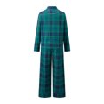 thumbnail image 3 of AIGUR Family Matching Christmas Pajamas Set, Green Blue Plaid Long Sleeve Button‑Up Shirt  Pants Soft Sleepwear for Holiday, 3 of 10