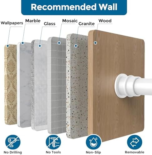 Spring Tension Curtain Rods Short Tension Rod (White,28" to 38"-3Pcs)