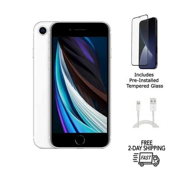 Pre-Owned Apple iPhone SE (3rd Gen) (Unlocked) 64GB Starlight (A2595) Bundle with Pre-Installed Tempered Glass
