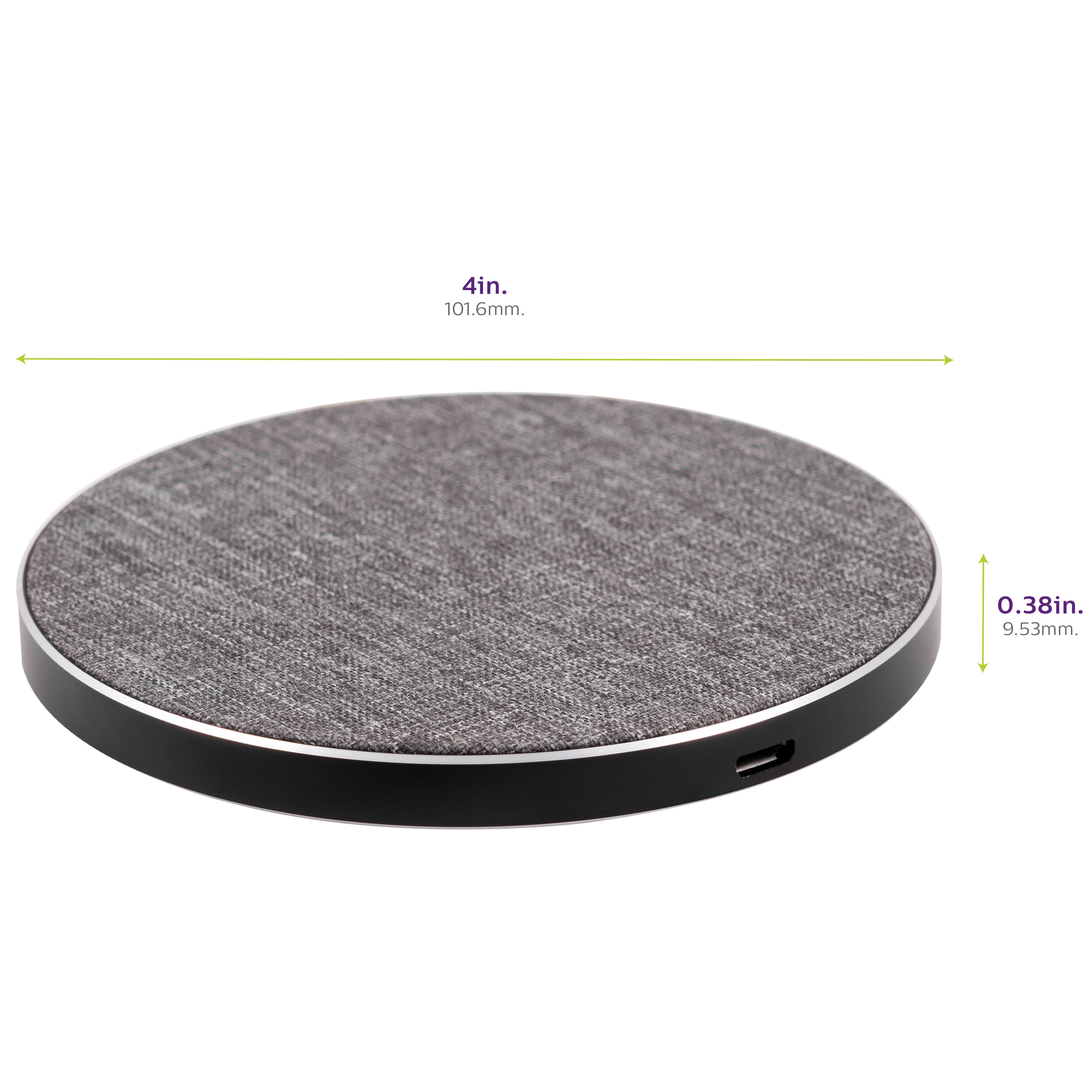 Philips Round Fabric Wireless Qi Certified Phone Charger 10w Charging Gray