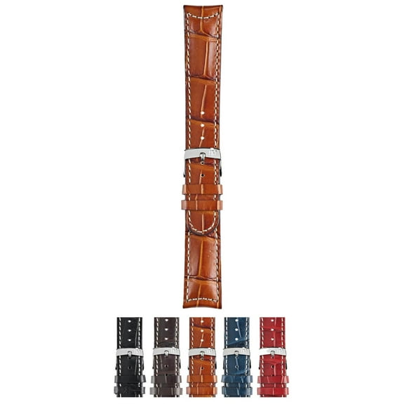 Morellato Guttuso Watch Strap - Tan Brown - 22mm - Chrome-plated Stainless Steel Buckle - MANUFATTI Collection