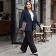 thumbnail image 4 of Agnes Orinda Women's Plus Size Blazers Lapel Long Sleeve Work Business Casual Suit Jacket with Button 2X Dark Blue, 4 of 8